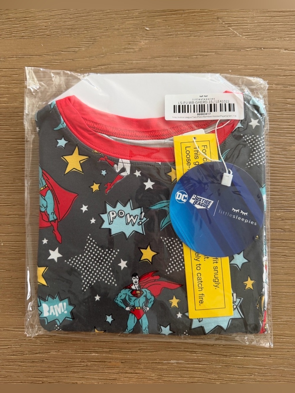 Little Sleepies Gray Justice League Two Piece Pajamas Set 7/8